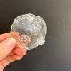 Set of Six Tiny Clear Textured Glass Bowls with Floral Motif - 3