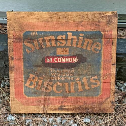 Vintage Sunshine Biscuits "M COMMON" Wooden Crate End Panel