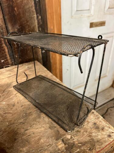 Two-Tier Black Perforated Wall Shelf