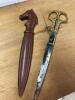Antique M. WILLE German Brass Scissors & Letter Opener with Horse Head Sheath