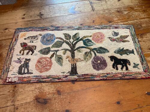 Hand-Hooked Folk Art Rug