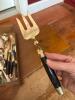 Godinger Silverplate Baroque Flatware & Black Handle Gold-Tone Serving Set - 7