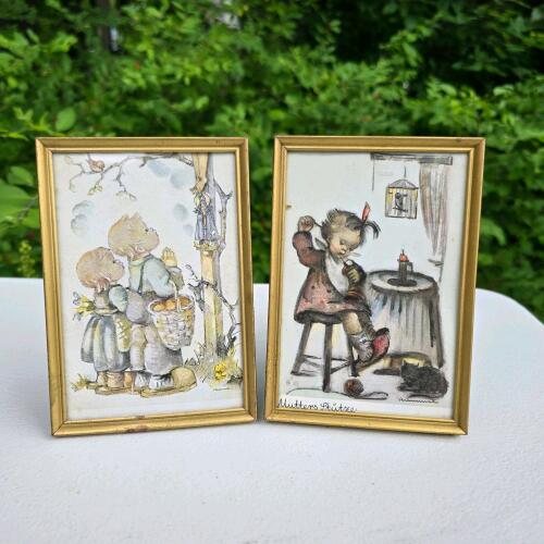 Pair of Framed Hummel Art Prints, Mid-20th Century