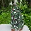 Set of 3 Artificial Tabletop Pine Trees with Flocked Branches and Red Berries