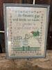 1930 Framed Floral Garden Cross-Stitch Sampler