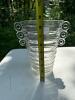 Clear Ribbed Glass Vase with Triple Ring Handles - 2