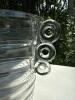 Clear Ribbed Glass Vase with Triple Ring Handles - 3