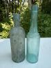 Antique 19th-Century Hand-Blown Aqua Glass Bottles