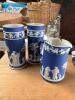 Wedgwood Blue Jasperware Tankards & Pitcher Set