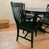 Black Round Dining Table Set with 4 Chairs, 45.25" Diameter, Solid Wood - 2