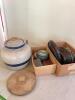 Advertising Tins, Wood Stands and Crock Lids