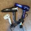 Trio of Electric Hair Dryers - Conair and Vidal Sassoon