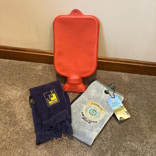 Pair of Golf Towels and Hot Water Bottle