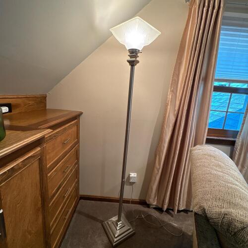 Modern Torchiere Floor Lamp with Frosted Glass Shade