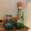 Pair of Green Glass Decorative bottles