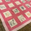 Handmade Animal Motif Embroidered Quilt - Pink and Lavender - 2