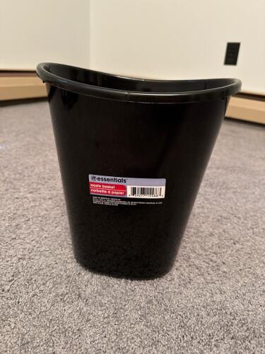 Essentials Black Plastic Waste Basket