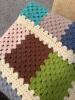 Multi-Color Handmade Crochet Granny Square Blankets with Black Fringe & Flower Motifs Included - 4