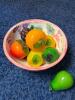 Hand-Painted Allain Ceramic Bowl Signed with Colorful Art Glass Fruit