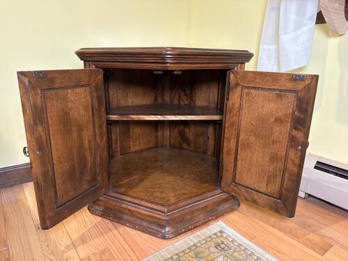 Hexagonal Wooden End Table Cabinet