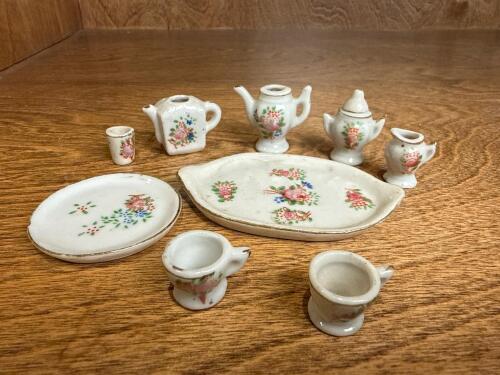 Miniature Porcelain Dollhouse Tea Set