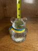 Clear Glass Teddy Bear Figurine with Blue & Yellow Ribbon - 2