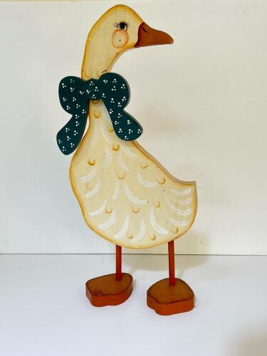 Hand-Painted Wooden Goose Figurine