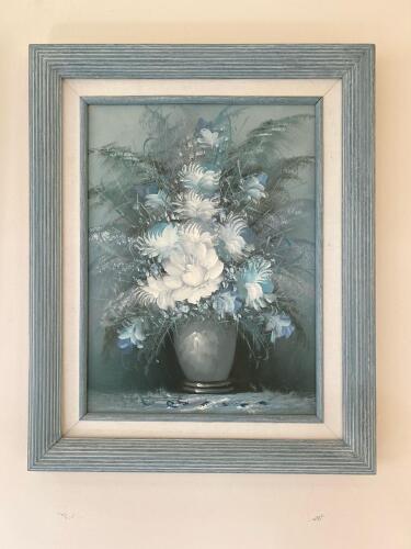 Original Framed 17"x20.5" Floral Still Life Painting