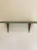 Green Wood Wall Shelf with Decorative Metal Brackets