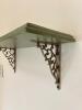 Green Wood Wall Shelf with Decorative Metal Brackets - 2