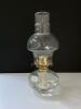 Clear Glass Table Kerosene Oil Lamp, Brass Burner