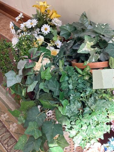 Artificial Mixed Floral Arrangements, Wicker Baskets, Count of 15
