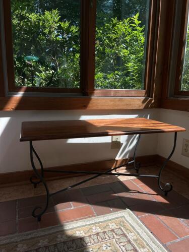 Wood and Metal Coffee Table with Scroll Legs