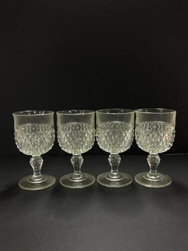 Indiana Glass Diamond Point Crystal Goblets, Set of 4