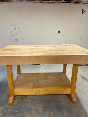 Heavy-Duty Woodworking Workbench with Integrated Vise, 66"x44"x36"