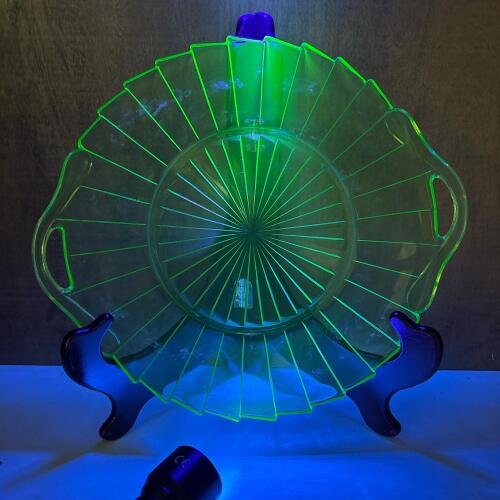 Vintage 10-inch Green Uranium Glass Serving Tray