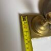 3 Solid Brass Candle Holders: Chamberstick & 2 Square Candlesticks - 9