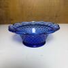 Blue Glass Lot: Large Mixing Bowl, Hobnail Dish, & Small Goblet - 4