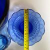 Blue Glass Lot: Large Mixing Bowl, Hobnail Dish, & Small Goblet - 10