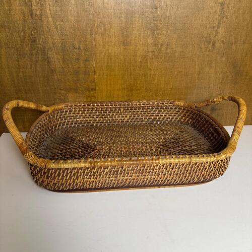 Pampered Chef Woven Selections Rectangular Basket with Handles