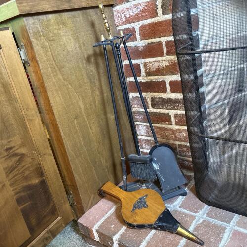 Vintage Fireplace Tool Set with Bellows