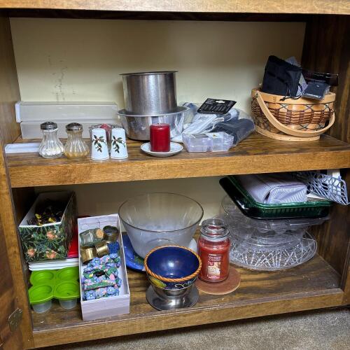 Kitchenware & Home Decor Cabinet Lot