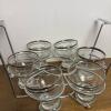 MCM Glass Cocktail Set with Silver Toned Accents - 4
