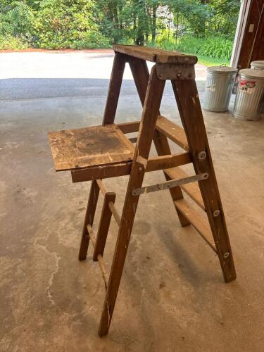 Vintage Wooden Folding Step Ladder