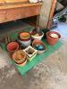 Large Assorted Garden Pots & Planters Lot With Rolling Cart