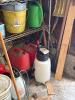 Assorted Garage & Garden Tools with Metal Shelving Unit - 4