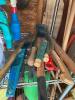 Assorted Garage & Garden Tools with Metal Shelving Unit - 8