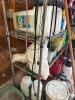 Assorted Garage & Garden Tools with Metal Shelving Unit - 9
