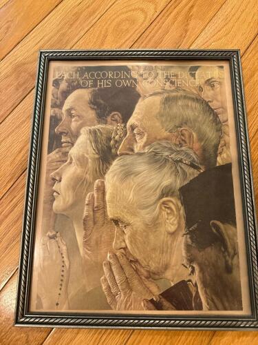 Framed Norman Rockwell Print: 'Each According to the Dictates of His Own Conscience'