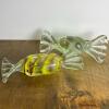 Pair Of Yellow/Red & Blue/Green Swirled Glass Candy Art Decor